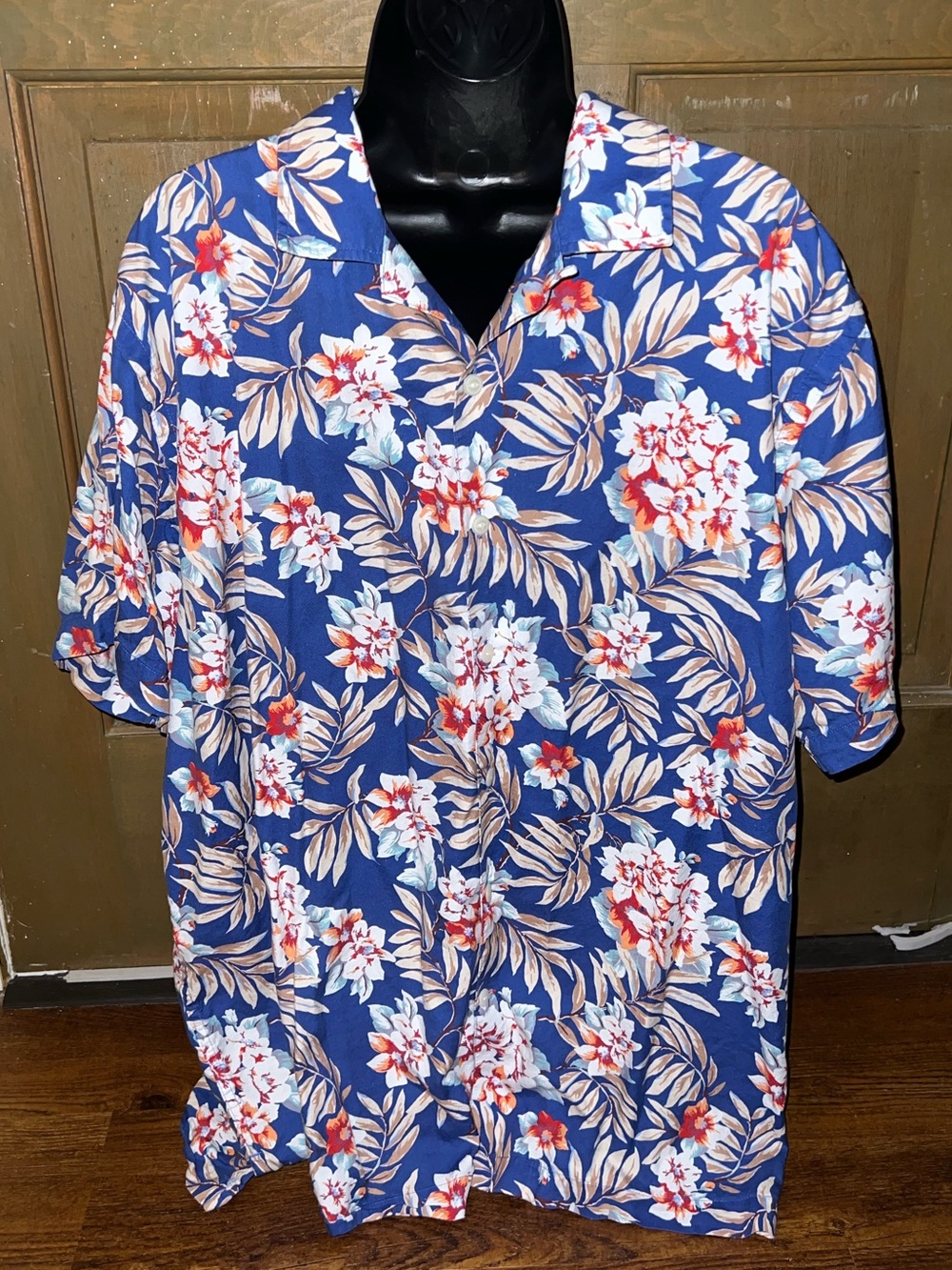 Cremieux Mazarine Blue Hawaiian Tropical Floral Camp Button Down Shirt Size XL